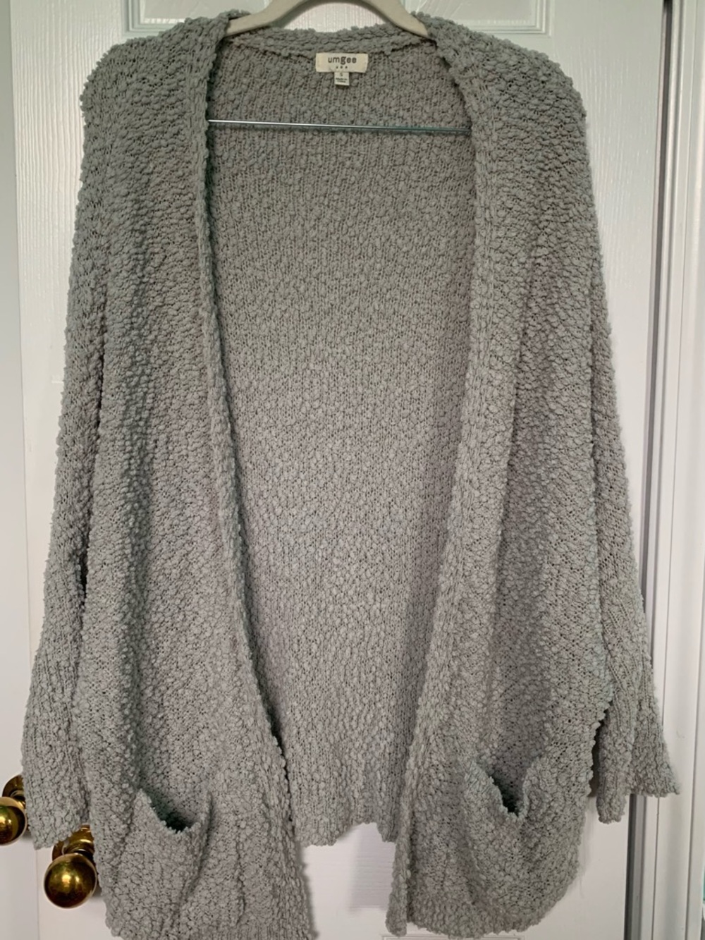 Umgee Light Gray Bouclé Open-Front Cardigan